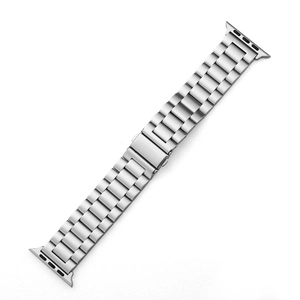 Three-link silver stainless steel watch strap replacement for Apple Watch Series 9 8