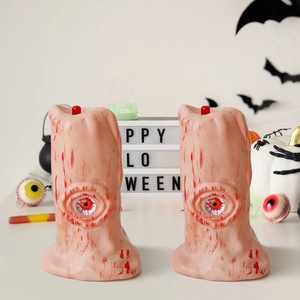 Spooky Halloween bloodshot eyeball LED candles with red flame tips for party decor