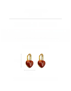 Detailed dimensions of gold plated heart earrings showing 2.5cm height and 1.2cm width