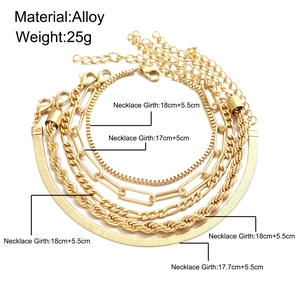 Detail showing five-layered alloy chain bracelet set with precise length measurements