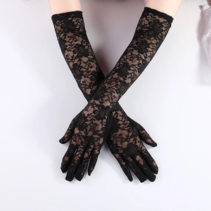 Women And Kids Long Lace Gloves Floral Hollow Sun Protection Wedding Party Elegant Vintage Accessories