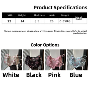 Detailed size chart for sweet Japanese style handbag showing dimensions and strap height