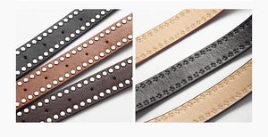 Detailed view of punk PU leather belt featuring silver rivets and reinforced double stitching
