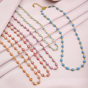 Evil Eye Necklace Stainless Steel Enamel Beads Gold Plated Chain Fashion Jewelry For Women Men