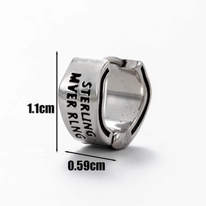 Men's retro skull letter earring in stainless steel casting with vintage silver finish