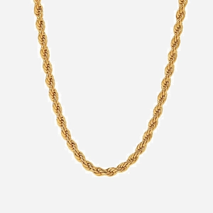 Stainless Steel Rope Chain Necklace For Women Gold Plated Twist Link Chain Minimalist Fashion Waterproof Jewelry Gift