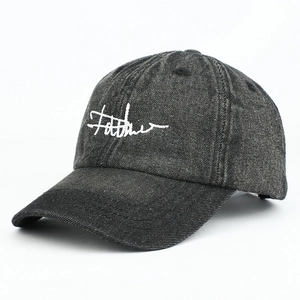 Vintage washed denim baseball cap with Future embroidery and adjustable curved brim