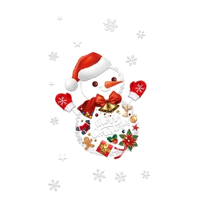 Stickers de fenêtre de Noël avec bonhomme de neige, texte et flocons de neige colorés