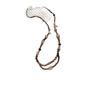 Ethnic bohemian beaded necklace with Dalmatian stone and OT buckle clasp for women