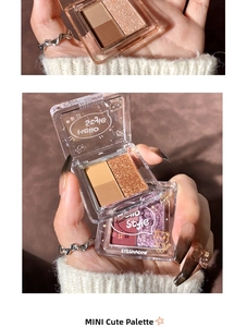 Macro view of compact multi-color eyeshadow palette with matte and shimmer textures