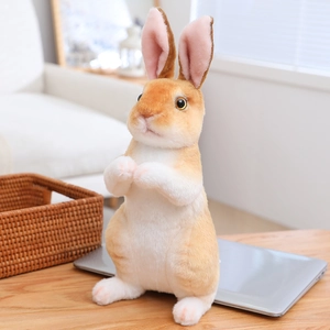 Detailed close-up of realistic plush bunny skin featuring soft brown and white faux fur