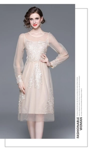 Détail de la broderie sur tulle et dentelle élégante sur la manche de cette robe