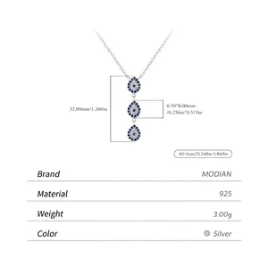 S925 sterling silver Y-shaped necklace with devil eye drop pendants and pave crystals