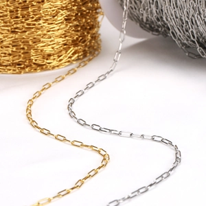 14k gold plated stainless steel paperclip chains for DIY jewelry making in gold and silver