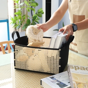 Woven Storage Basket Felt And Bamboo Foldable Organizer For Toys Books Clothes Desktop Sundries Minimalist Modern Nordic
