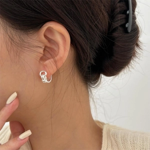 Elegant 925 sterling silver knot hoop earrings for women with minimalist woven texture