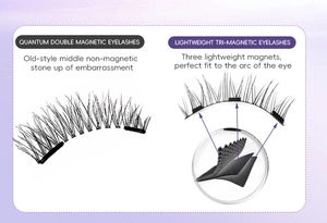 Vergleich zwischen doppelten und dreifachen magnetischen Wimpern mit Magnet-Nahaufnahme