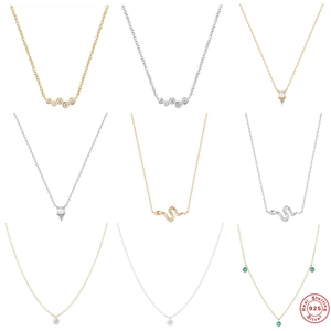 925 Sterling Silver Necklace For Women With AAAAA Zirconia Artificial Pearl And Turquoise Pendant Minimalist Snake Jewelry Elegant Clavicle Chain