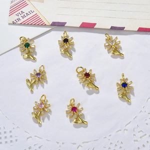 Colorful Zircon Sunflower Pendant Necklace Copper Gold Plated Flower Clavicle Chain Fashion Jewelry For Women Girls