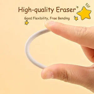 Flexible white pencil eraser for students showing strong bending durability and resilience