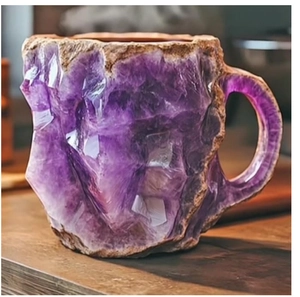 Artistic Geode Crystal Agate Pattern Coffee Mug Resin Drinking Cup With Stainless Steel Liner Natural Mineral Style Ornament For Home Office Gift