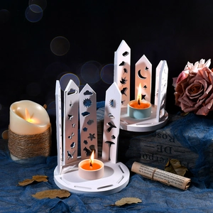 Hollow DIY animal silhouette candle holder kit with decorative moon and stars patterns