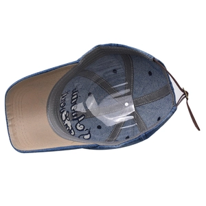 Casquette de baseball en jean épais avec lanière en cuir et imprimé intérieur