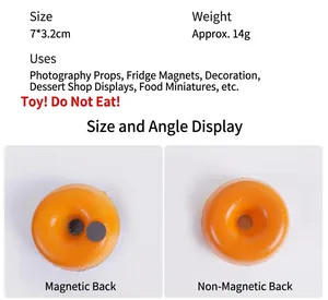 Detailansicht des 7x3,2 cm orangefarbenen Donuts mit Vorderseite und Magnetrückseite