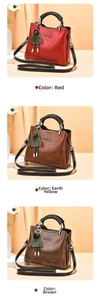 Minimalist vintage tote bag shown in red, yellow, and brown faux oil wax leather colors