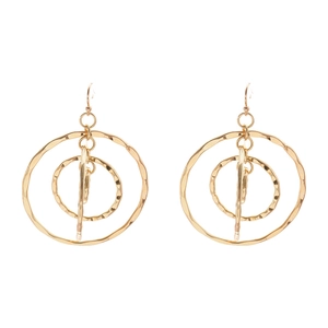 Chic gold-layered concentric circle earrings with textured hammered finish details