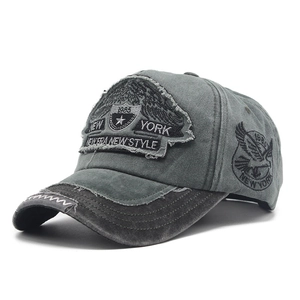 Vintage Washed Cotton Baseball Cap Distressed Retro Embroidery Adjustable Sunshade Sun Hat For Men Women