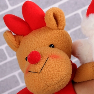 Christmas reindeer snap bracelet with brown plush fur and a red decorative bow tie