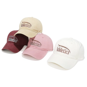 Classic cotton baseball caps in four colors featuring Athletics letter embroidery