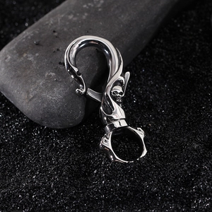 Skull Keychain Hook 316L Stainless Steel Gothic Punk Swivel Trigger Snap Lobster Clasp Key Ring Pendant Vintage Jewelry