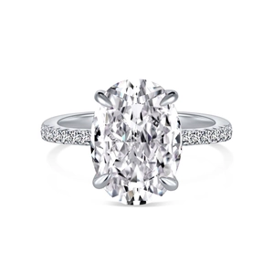 Luxurious S925 sterling silver ring featuring a large oval ice flower cut zircon