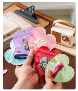 Colorful heart-shaped resealable bags for jewelry and small gift packaging