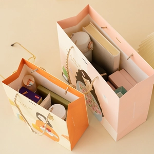Minimalist Teacher Appreciation gift bags with cord handles and creative illustrations