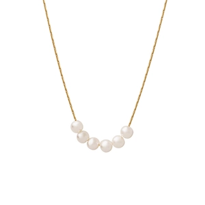 Minimalist Imitation Artificial Pearl Beaded Pendant Necklace Titanium Stainless Steel 18K Gold Plated For Women Elegant Style