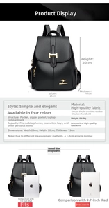 Detailed dimensions of a black lychee texture leather backpack with golden H hardware