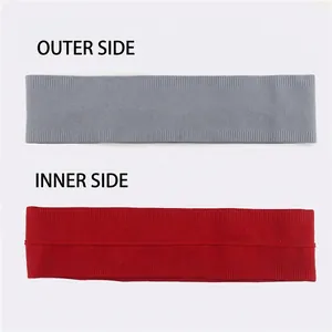 Breathable seamless sports headband for running and fitness in grey and red knit