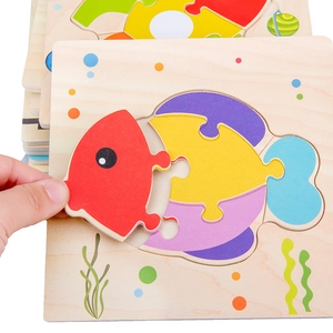 Educational wooden fish puzzle for kids focusing on color and shape recognition