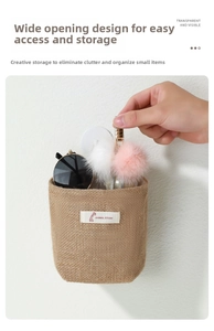 Cotton linen wall hanging storage bag behind door bedroom sundries organizer pouch
