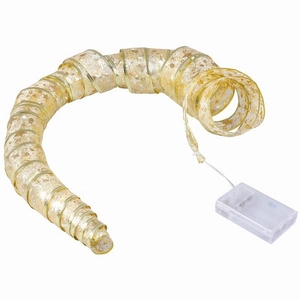 Golden LED ribbon Christmas lights with star patterns for festive tree decorations
