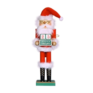 38cm Wooden Santa Claus nutcracker advent calendar with adjustable countdown blocks
