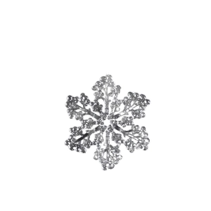 Sparkling silver snowflake ornament with intricate hollow design for Christmas decor
