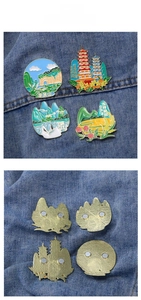 Detailed views of Guilin metal fridge magnets featuring scenery and magnetic backing