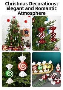Detail view of 18cm colorful painted candy ornaments for Christmas tree decoration