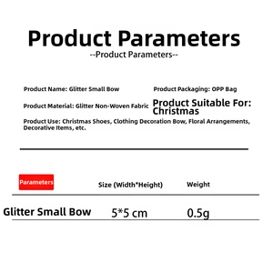Detailed specifications of 5x5cm glitter Christmas bows for gift boxes and tree decor