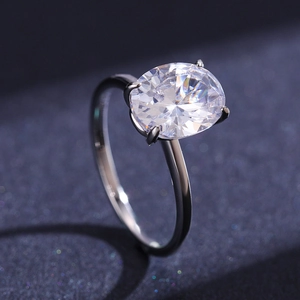 Luxurious S925 sterling silver ring featuring a large oval-cut sparkling zircon main stone