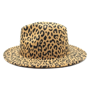 Macro shot of the thick leopard print felt texture on this stylish fedora hat